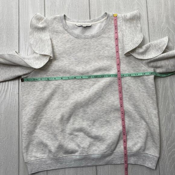 Rebecca Minkoff Women's Light Grey Cold Shoulder Ruffle Sweater Size Large - Picture 5 of 9